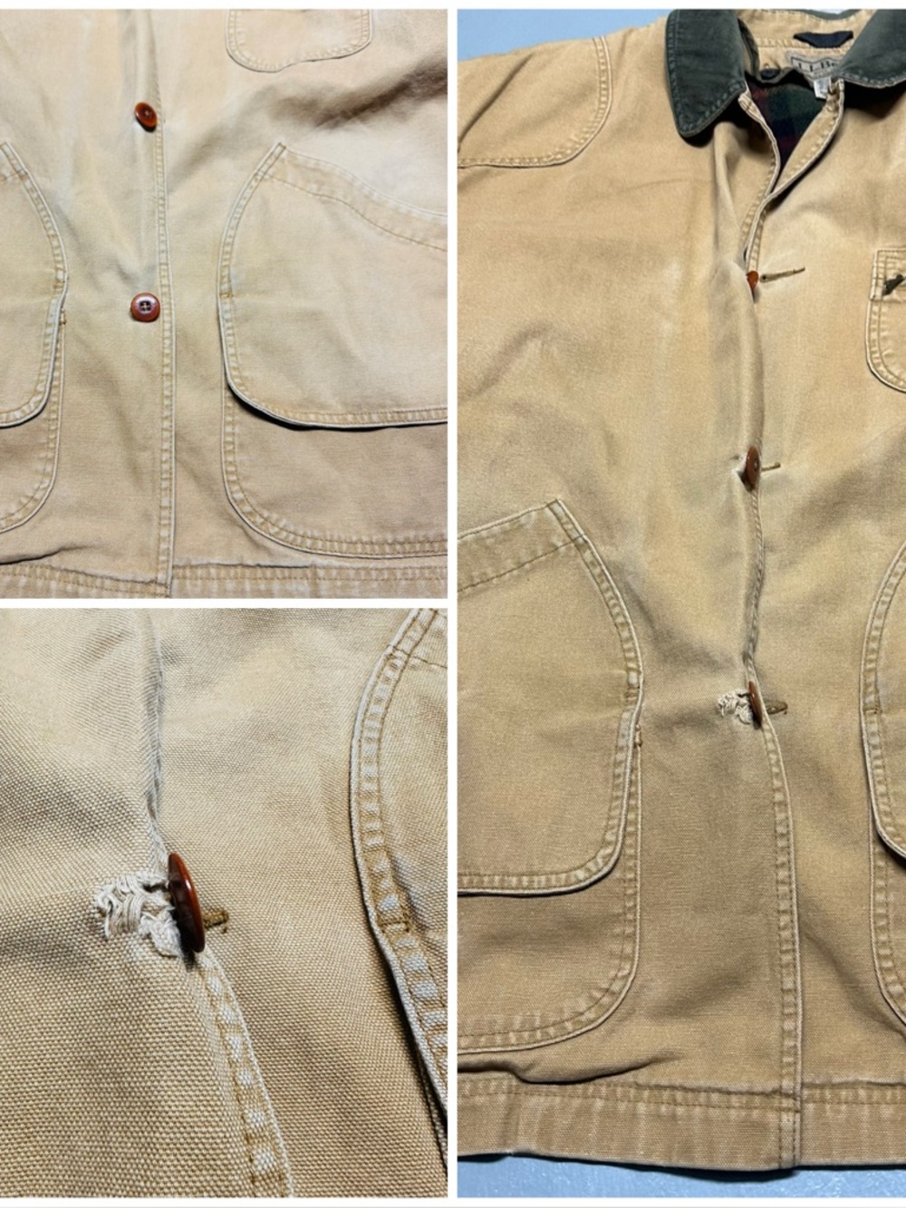 Vintage L.L. Bean Wool Plaid Lined Button Canvas Field Barn Chore Jacket Coat XL - Picture 11 of 15